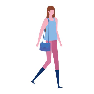 Çantalı güzel bir genç kadın.