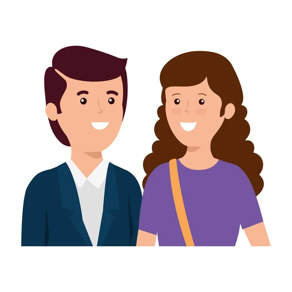 Elegante negocio pareja avatares caracteres — Vector de stock