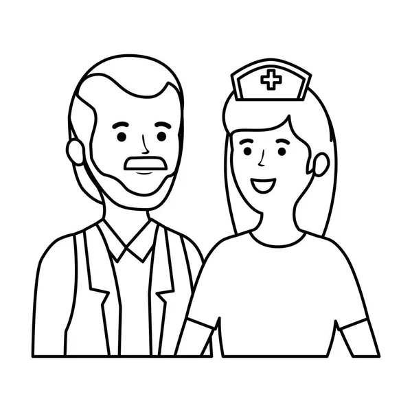 Doctor male and nurse female workers characters — Stock Vector