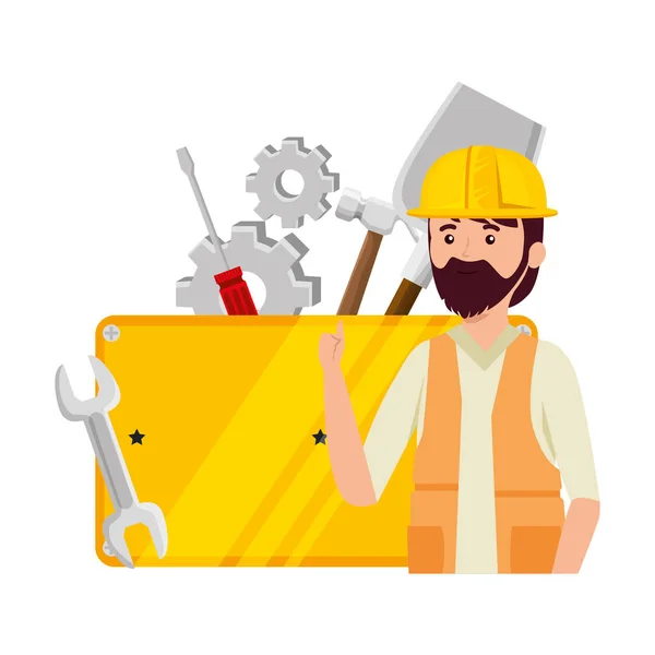 Professional mechanic worker with set tools — Stock Vector