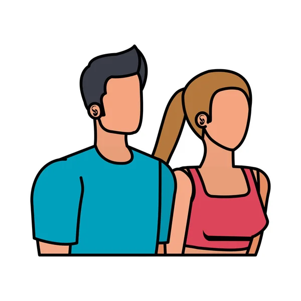Giovani amanti coppia avatar personaggi — Vettoriale Stock