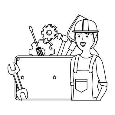 Set araçları ile genç kadın tamirci