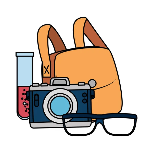 Camera fotografische en set iconen — Stockvector