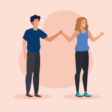 rahat giysiler ile kadın ve erkek çift