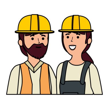 genç çift mekanik işçi karakterleri