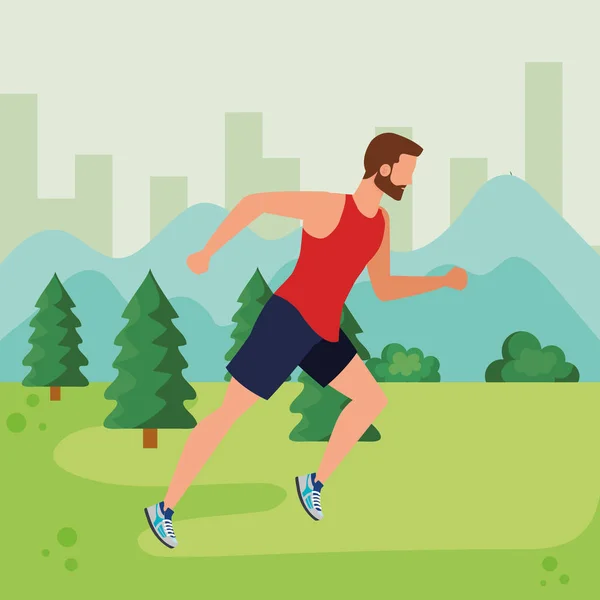 男子跑步运动活动生活方式 — 图库矢量图片