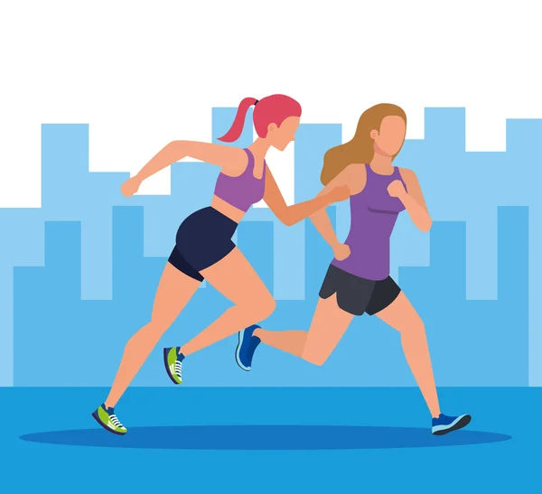 Femmes pratiquant le sport d'exercice — Image vectorielle