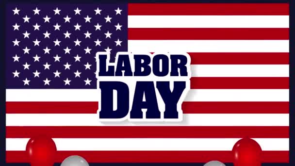 Labor day card with USA flag and font — Stock Video