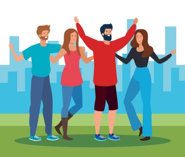 rahat giysiler ile mutlu kadın ve erkek arkadaşlar