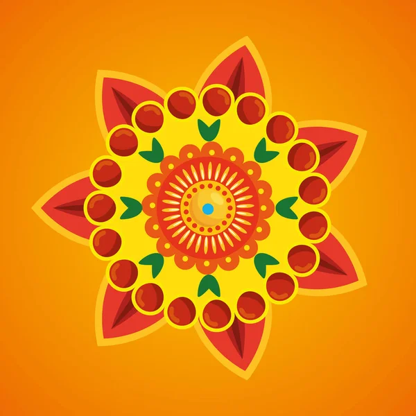 Hindu flower with petals traditional decoration — Stock Vector