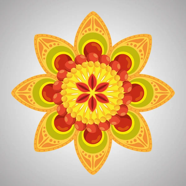 Hinduski kwiat z płatków dekoracji tradycji — Wektor stockowy