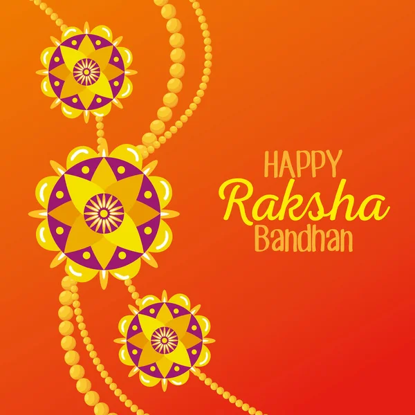 Raksha bandhan con flores pulsera decoración — Vector de stock