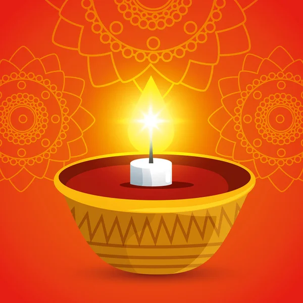 Poster of hindu event with candle design — Stock Vector