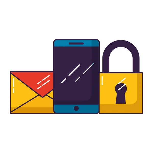 Teléfono inteligente mensaje de correo electrónico seguridad — Archivo Imágenes Vectoriales
