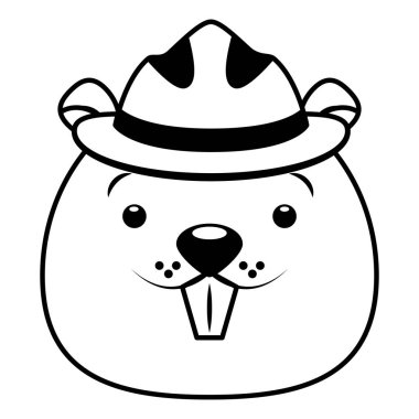 şapka karikatür karakteri ile Beaver yüz