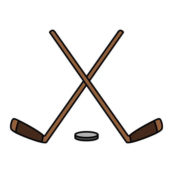 Hockeyschläger und Puck-Sport — Stockvektor