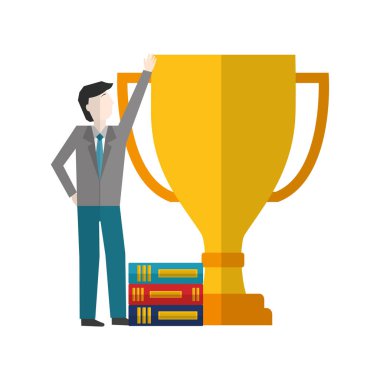 kupa ve kazık kitap ile işadamı