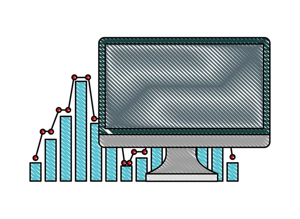 Relatório gráfico de barras de estatísticas de negócios de computador —  Vetores de Stock