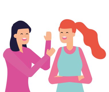 Beyaz arka planda iki kadın karakter portre