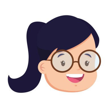 Beyaz arka planda gülümseyen kız yüz