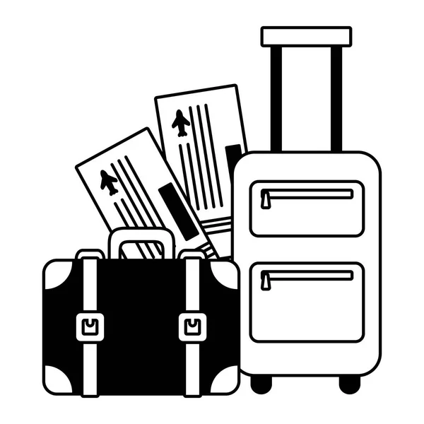 休暇スーツケースバッグと航空券 — ストックベクタ