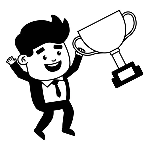 Empresario con trofeo — Vector de stock