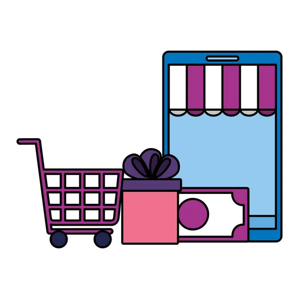 Conceito de comércio eletrônico de compras online — Vetor de Stock