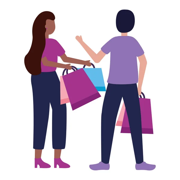 Man and woman with shopping bags — Stock Vector