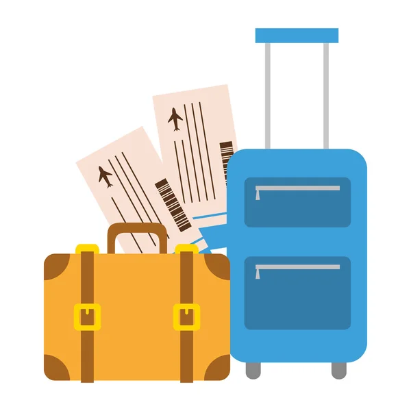 Valise de vacances et billets d'avion — Image vectorielle