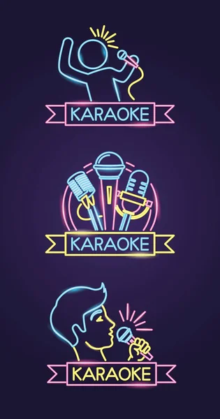 Karaoke Neon styl — Wektor stockowy