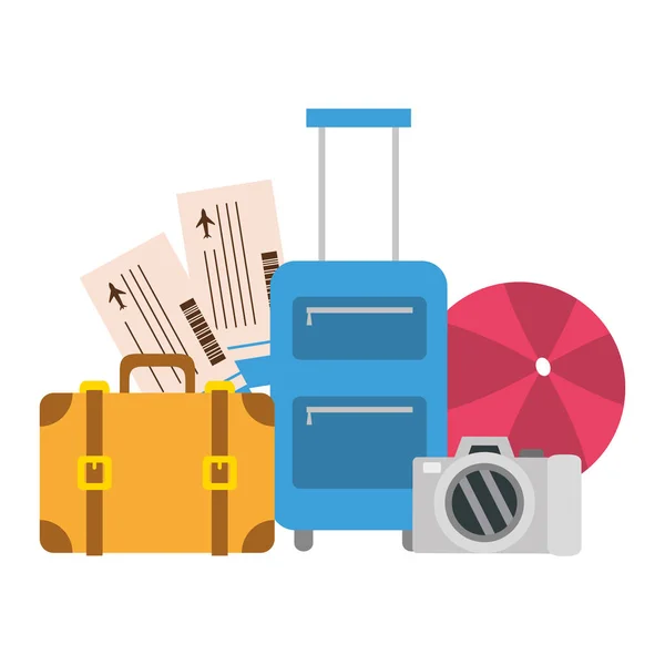 Valise sac vacances billets d'avion — Image vectorielle