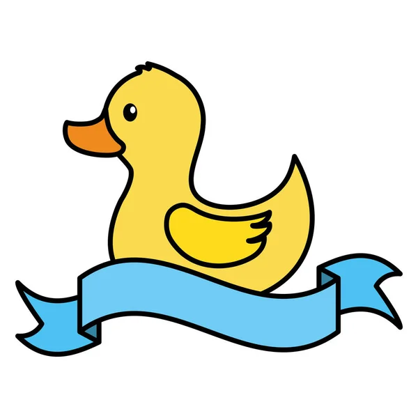 Rubber Duck decoratie baby douche kaart — Stockvector