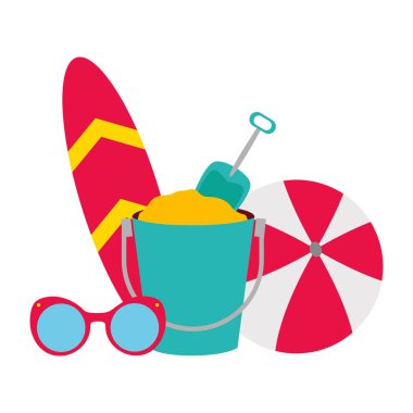 tatil topu sörf tahtası kova güneş gözlüğü