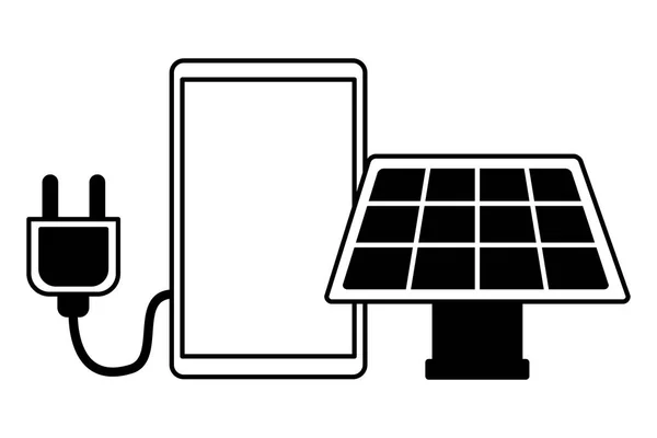Smartphone solar panel electric plug — Stock Vector