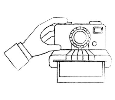 vintage hipster anlık fotoğraf kartı ile el