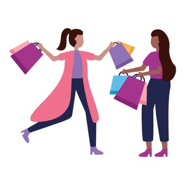 İki kadın alışveriş torbaları holding