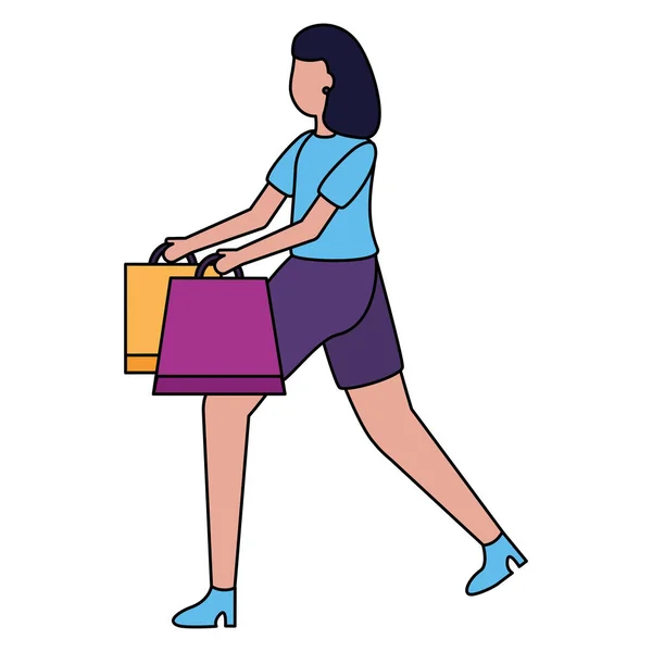 Woman with shopping bags market — Stock Vector