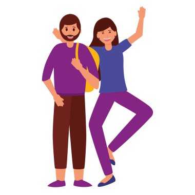 mutlu genç insanlar düz tasarım