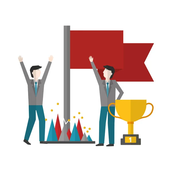 Business mannen succes vlag Trophy — Stockvector