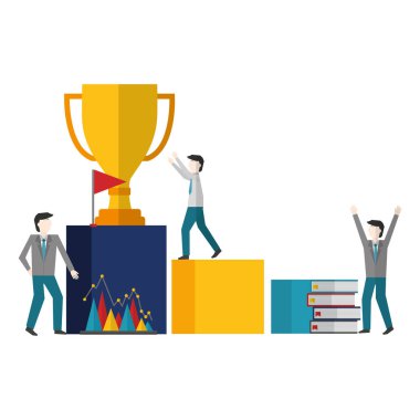 iş insanlar kupa kitap bayrak