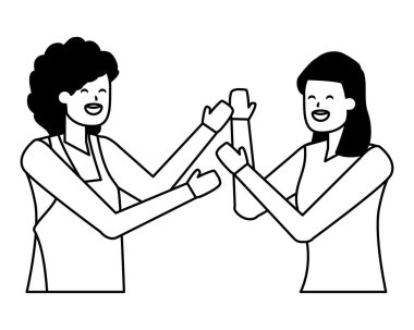 Beyaz arka planda iki kadın karakter portre