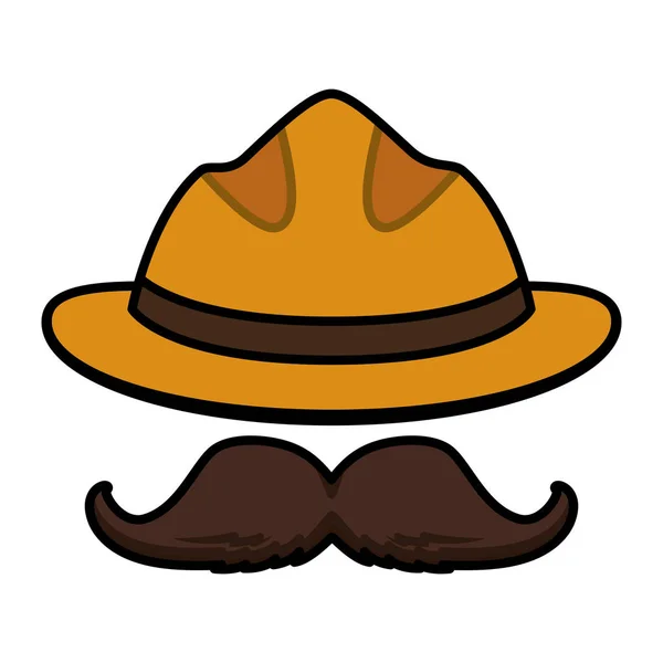 Ilustracja kapelusz Hipster wąsy wektor — Wektor stockowy