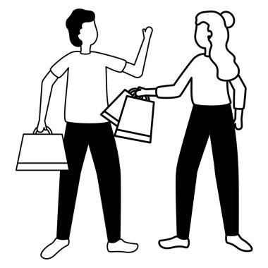 Alışveriş torbalı kadın ve erkek.