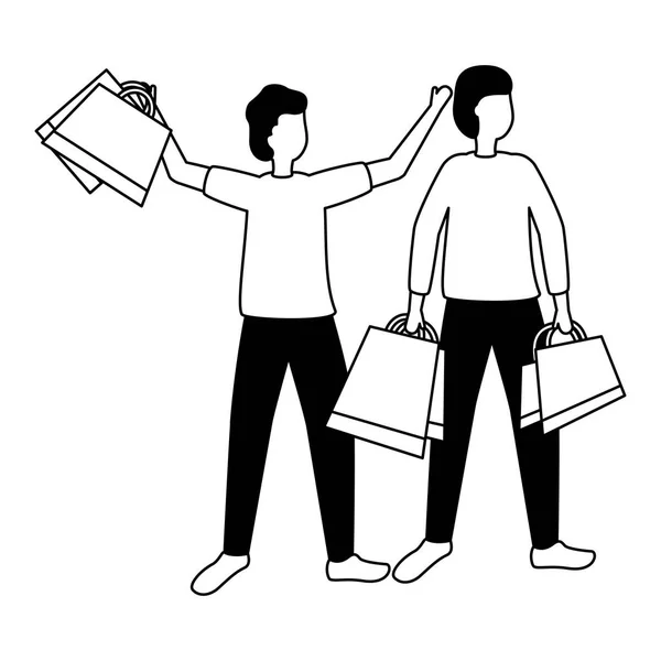 Dois homens com sacos de compras comércio —  Vetores de Stock