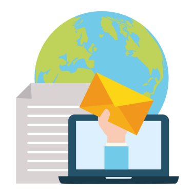 zarf dünya dizüstü bilgisayar ile el e-posta göndermek