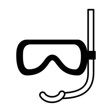 Beyaz arkaplanda şnorkel maskesi