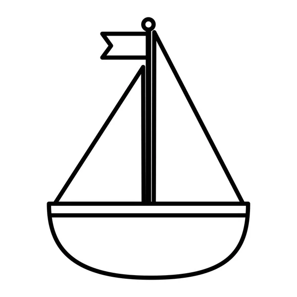 Barca a vela nautica su sfondo bianco — Vettoriale Stock