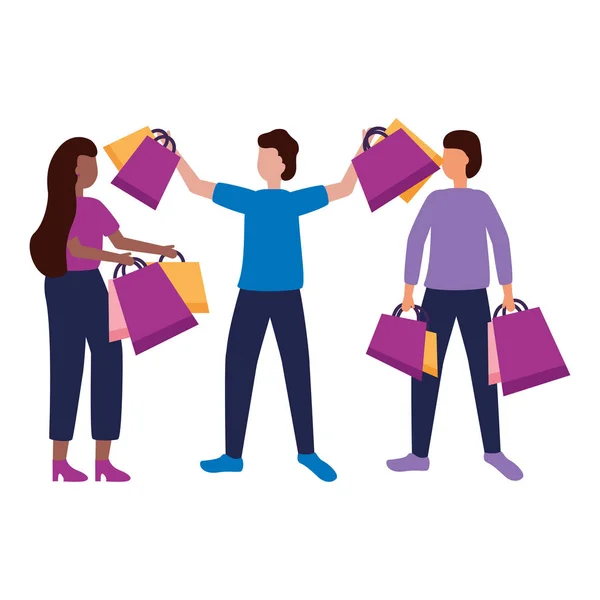 People with shopping bags commerce — Stock Vector