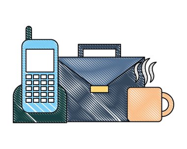 iş smartphone evrak çantası ve kahve bardağı