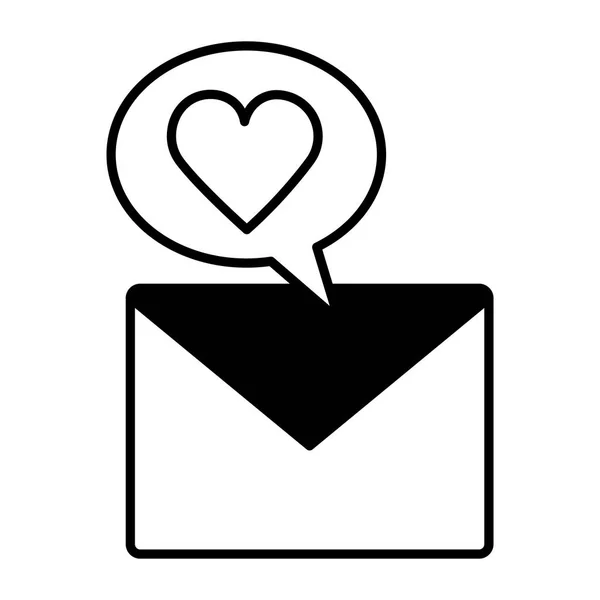 Mensagem e-mail amor mídia social — Vetor de Stock